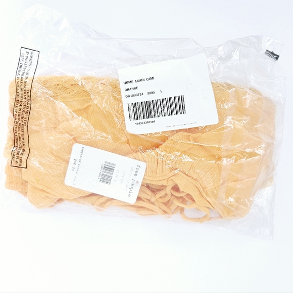 Free People Home Again Asymmetric Lace Trim Crop Top Orange NWT L - Picture 5 of 6